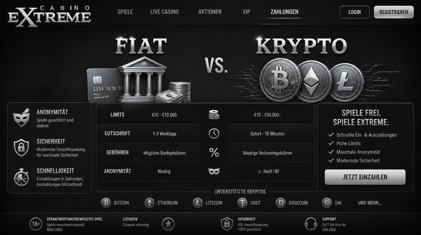 Interface zeigt Fiat und Krypto im Vergleich mit Sicherheitshinweisen